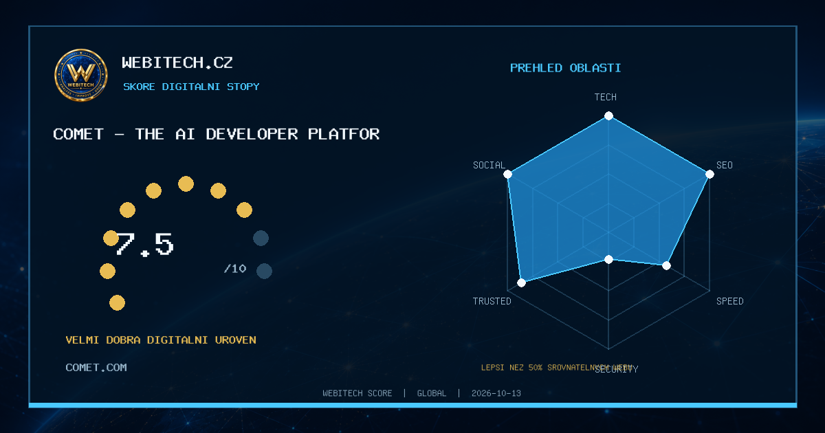 Můj web získal Webitech Score 7,5/10 – comet.com